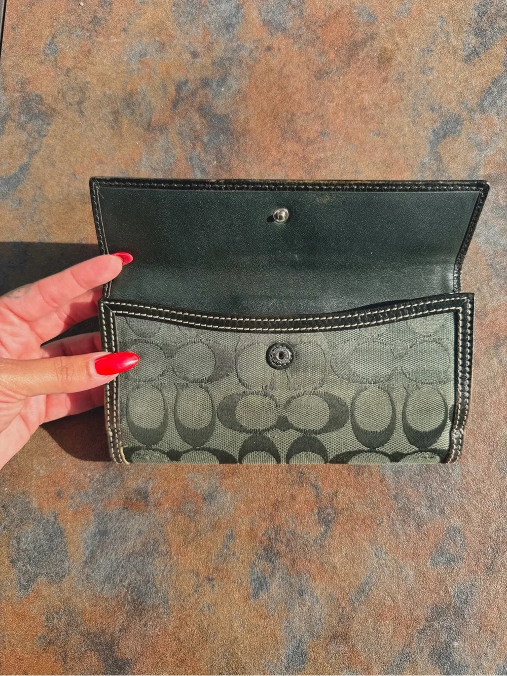 Y2K Coach Signature Turnlock Wallet, ‘C’ Monogram Pattern